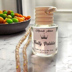 Fruity Pebbles Scented Hanging Glass Car Oil Diffuser Freshener 8ml